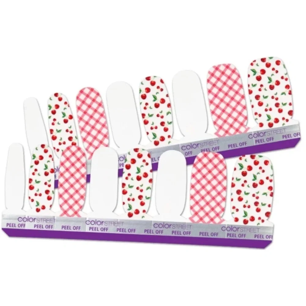 *Retired* Color Street: Cherry-Picked | White Red Gingham Spring Summer Girly - Picture 12 of 12